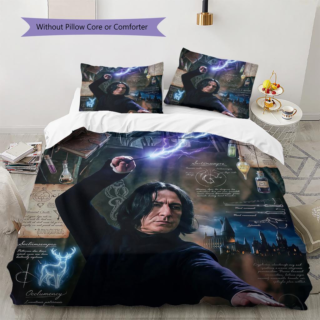 Severus Snape Pattern Bedding Quilt Set Home Decoration Gift (1 * Duvet Cover + 2 * Pillowcase Without Core)