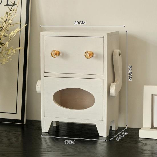 Mini úložná skříňka ve tvaru robota Dřevěná šperkovnice Zásuvka a držák na kapesníky Stolní organizér na šperky Kosmetiku Toaletní stolek Kolej Ložnice