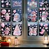 Reusable Christmas Decorations 9Pcs Pink Static Window Clings, Santa Snowman Bunny Penguin Glass Claus Decor Decals, Xmas Stickers, Holiday