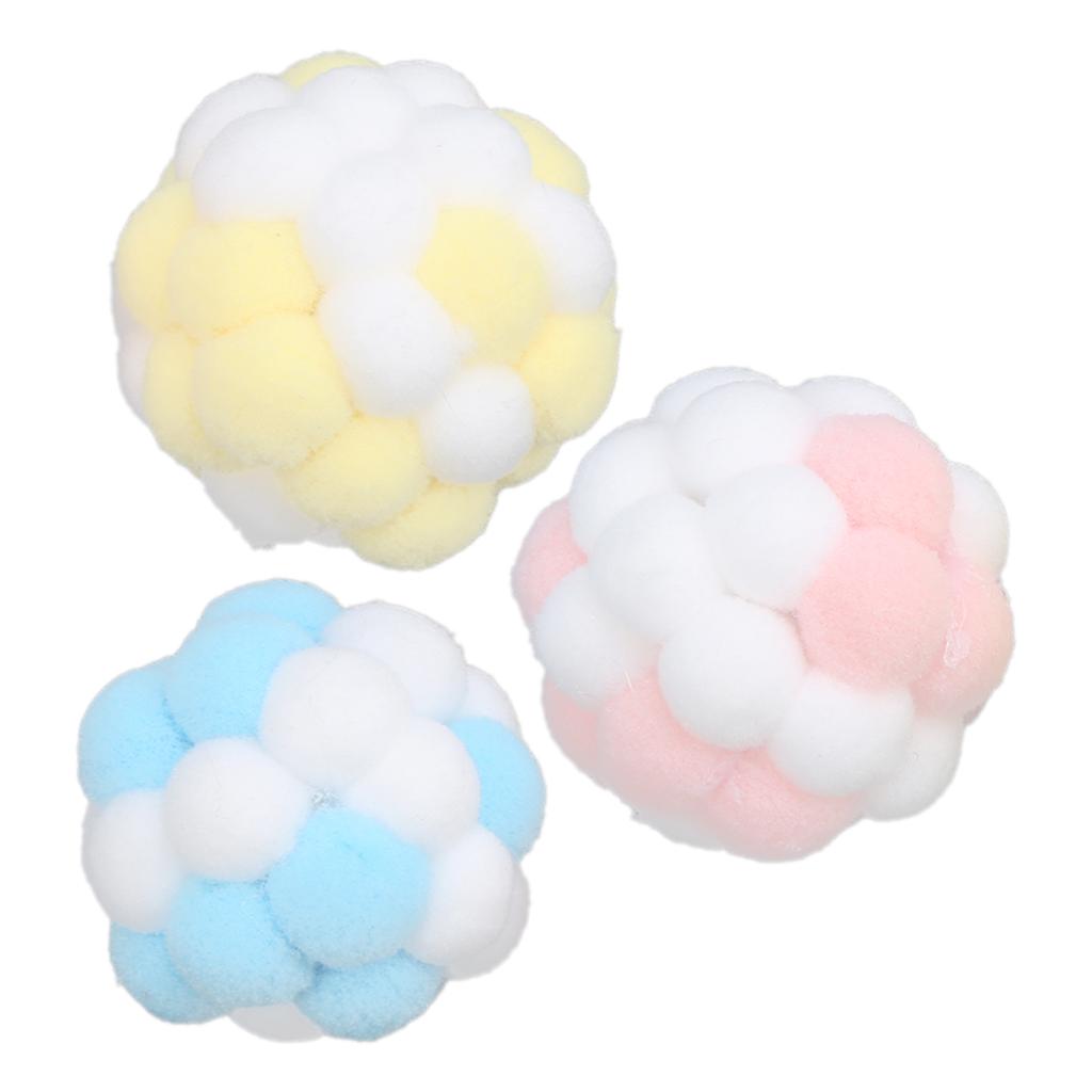 3Pcs Cat Toy HandMade Plush Cat Interactive Bell Ball for Cats Chewing Training