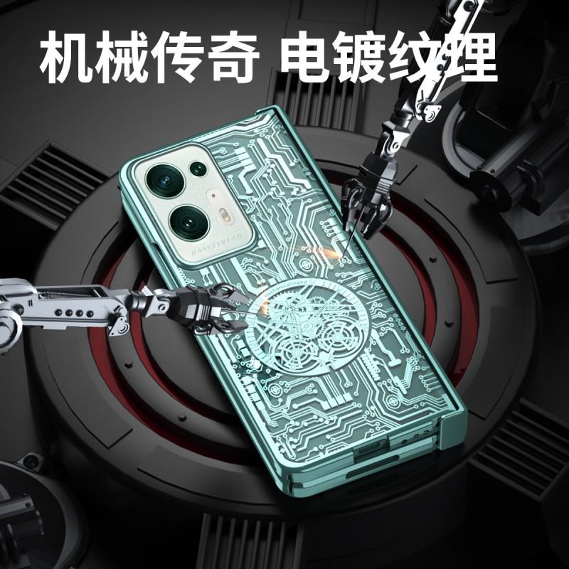 Magnetic Snap-on Case OPPO Find N2 Foldable Phone Electroplated PC Shell With Shockproof Full Coverage