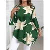 Large Size Print Is Irregular. Mid-length Sleeve Crew Neck Top