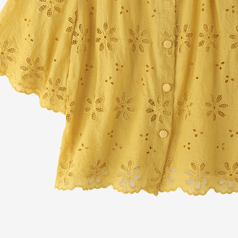 ZANZEA Women Casual Round Neck Lace Crochet Patchwork Half Sleeve Blouse