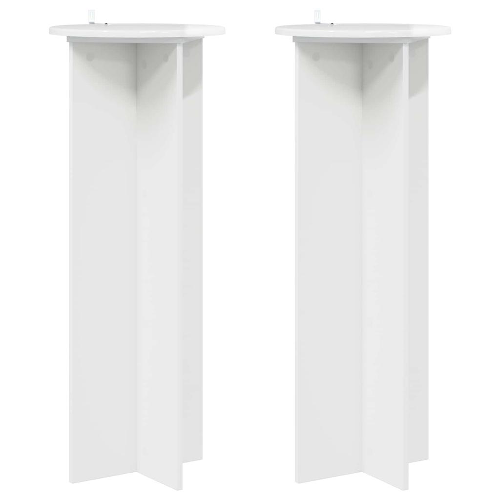 Plant Stand 2 Pcs High Gloss White Ø40 X 100 Cm Engineered Wood