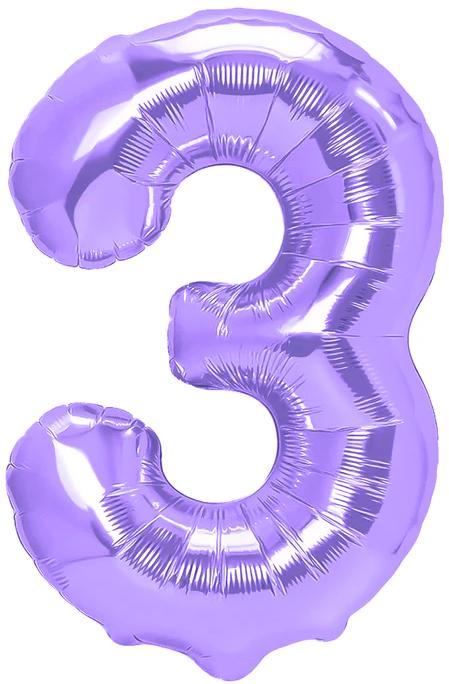 Foil Balloon Number 3 Purple 100cm