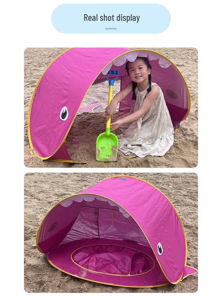 Güneşlikli Çocuk Otomatik Açılır Plaj Çadırı ve Top Havuzu - Dış Mekan Oyunları İçin