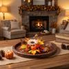 Simulation Candle Ring Wreath Pumpkin Maple Candle Holder Tabletop Wreath  Halloween Decor