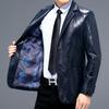 Genuine Leather Jacket Men's Leather Jacket Business Suit Collar Coat Middle-aged Dad's Spring and Autumn Thin Suit