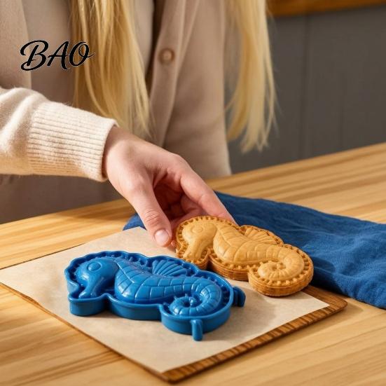 Reusable PLA Dough Press Tools Marine Animal Mini Pie Mold, Durable Non-stick Cutter, Decorative Portable Pastry for Parties Hand Tool Cookies