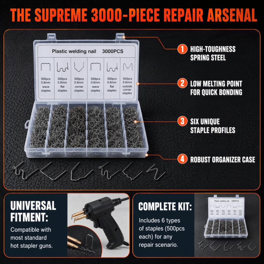 3000PCS Versatile Plastic Welding Staples High Toughness Bumper Repair Nails  Auto Repair