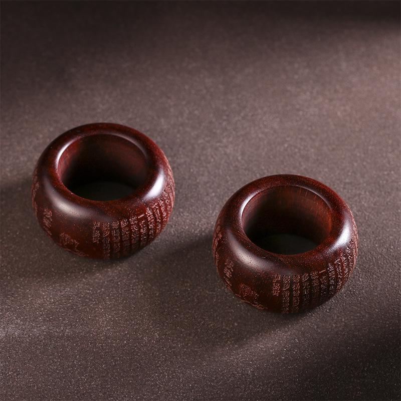 Purple Sandalwood Heart Sutra Men's Zen Thumb Ring