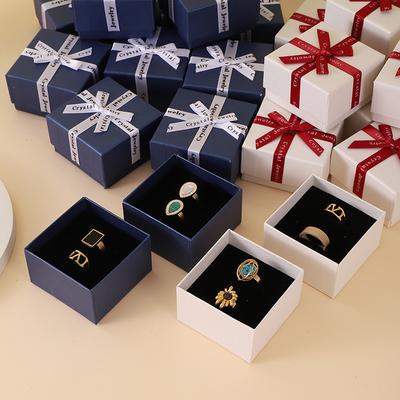 12pcs Bowknot Cardboard Jewelry Set Gift Box Ring Necklace Bracelets Earring Gift Packaging Boxes With Sponge Inside Rectangle