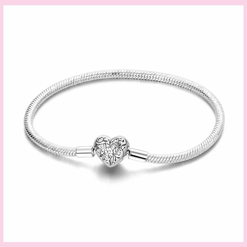 925 Sterling Silver Bracelet Star Moon Blue Eyes Zircon Heart Safety Chain Bracelets Snake Bone Chain Fit DIY Charms Jewelry