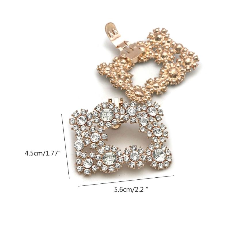 Square Clamp Shoe Clip Bride High Heel Shoe Decorations Shiny Rhinestone Decorative Clips Wedding Charm Buckle for Women