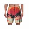 Beach Shorts, Palm Leaves with 3D Pattern for Men, Quick Drying Shorts for Hawaiian Plants