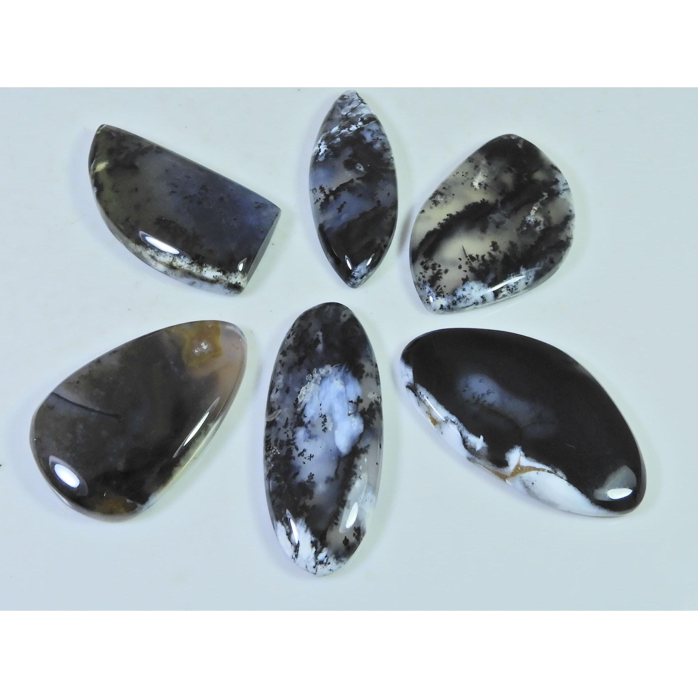 194 карата. Натуральный Опал Дендритный Агат Смешанный Кабошон Россыпь Самоцветы 06 Шт. Партия C-1317