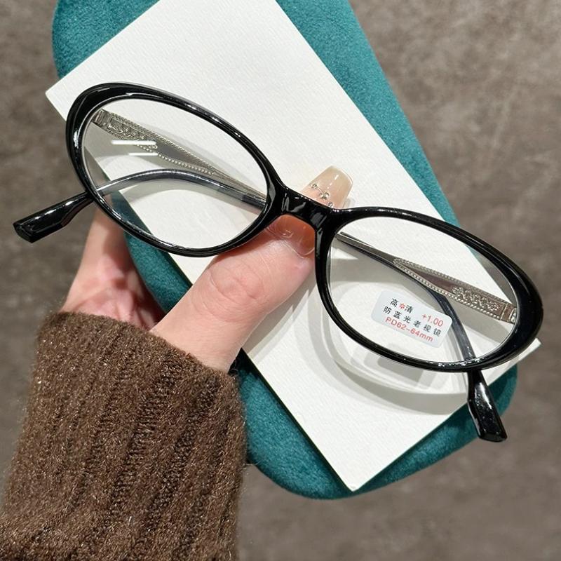 Fashion Thick Edged Oval Small Frame Presbyopia Glasses Blue Light Blocking Eye Protection Compact And Portable Women'S Glasses