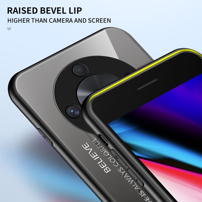 For Honor X9B X 9B Deksel Gradient Aurora Herdet Glass Myk Ramme Bakdeksel Telefondeksel