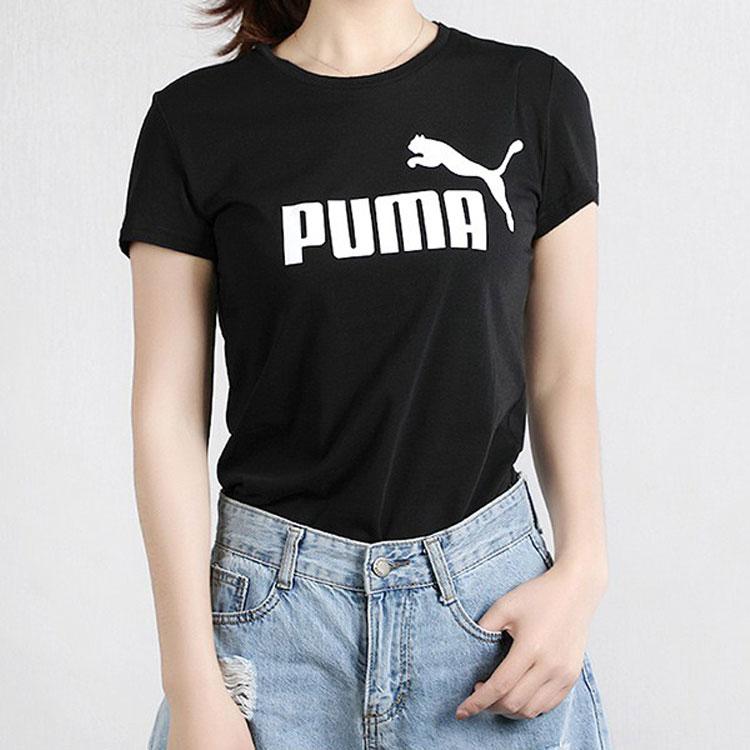 Puma Sports Fitness Printed Short Sleeve T-Shirt Women tops Black 581631-01