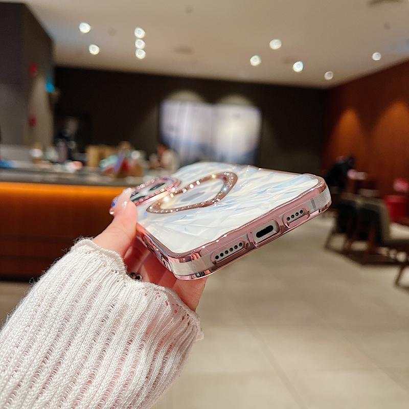 Luxus Glitzer Strass Transparent 3D Herz Handyhülle Für iPhone 16 15 14 13 11 12 16 Pro Max Stoßfest Verchromte Rückseite