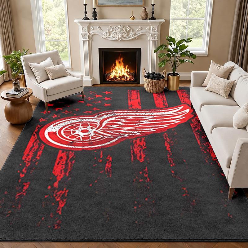 Detroit Red Wings Carpet Door Mat for Living Room or Bedroom Protective Mat Under Chair Office Decoration Christmas Gift Birthday Present