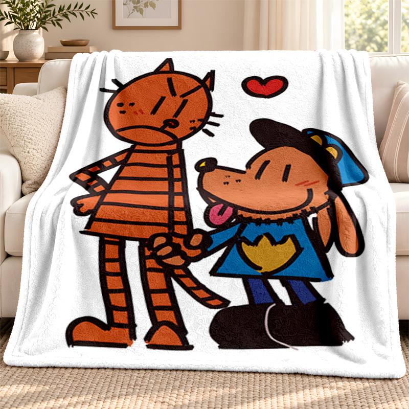 Dog Man Blanket Flannel Blanket Soft Cozy Plush Throw for Sofa Bed Lightweight Home Decoration Outdoor Camping
