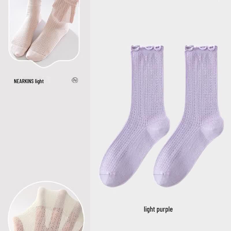 NiQing Women s Lace Mesh Mid-Calf Socks
