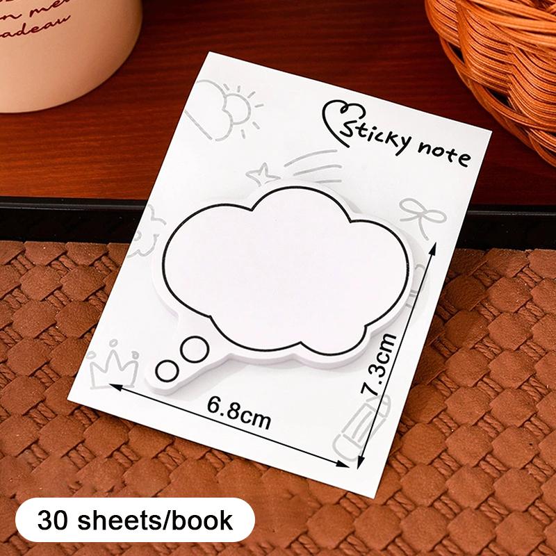 30sheets High-Aesthetic Removable Paper Student Cute Minimalist Speech Bubble Sticky Notes Reusable N-Stick Memo Pads Gift