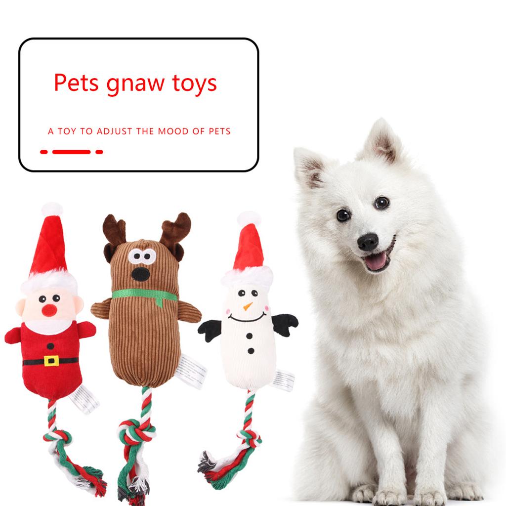 Dog Squeaky Toy Durable Rope Plush Toy Christmas Gift for Small Medium Dog