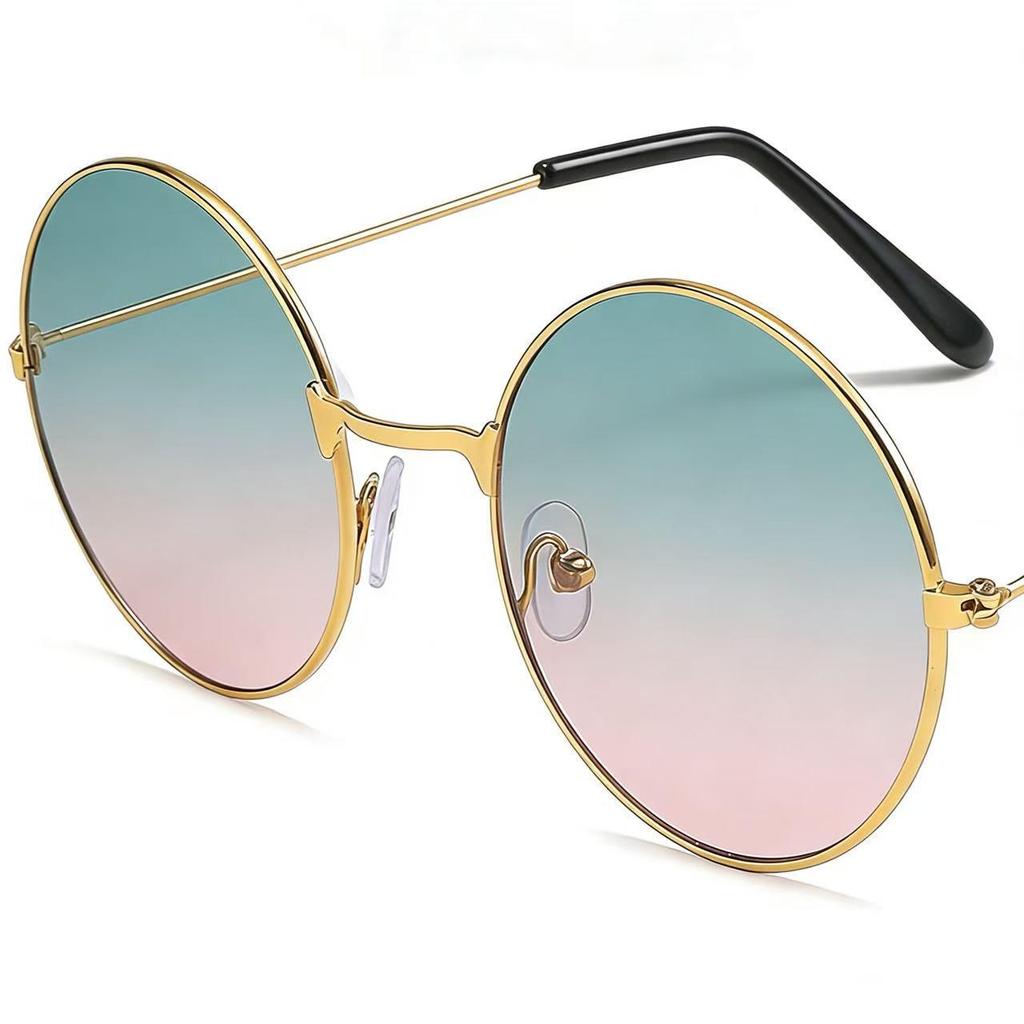 Retro Round Sunglasses with Ocean Lenses - Trendy Colorful Round Frame