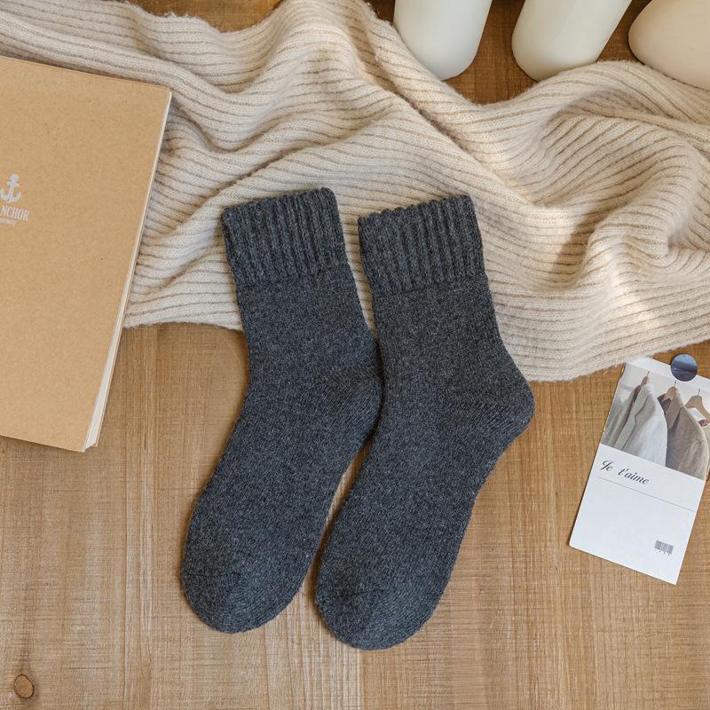 Terry Thickened Men S Medium Tube Socks Cashmere Warm Winter Business Socks Men S Solid Color Versatile Casual Men S Socks Long Socks One size