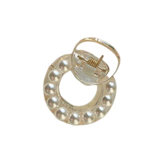 Sweet Mini Round Faux Pearls Hair Clip Non-slip Cross Teeth Back Head Small Hair Claw Styling Hair Accessories