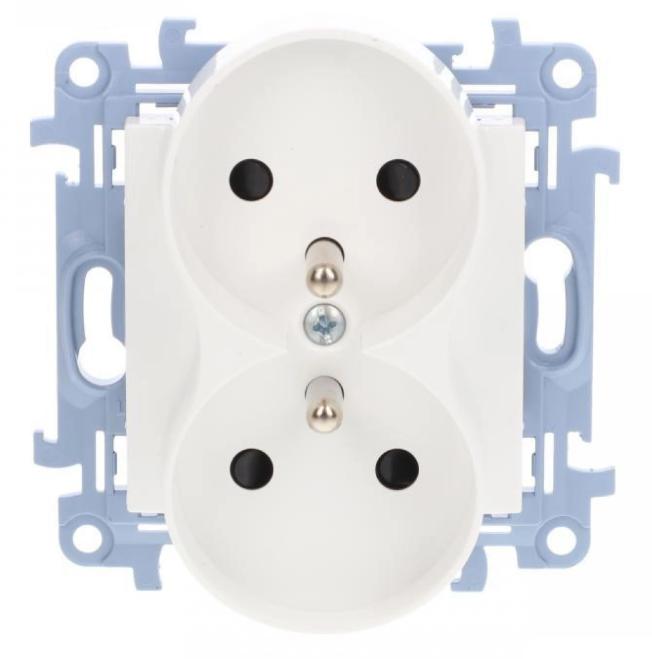 Simon 10 Gniazdo Podwójne Z/U Z Przesłonami Białe 16A 250V Ip20 Cgz2Mz.01/11