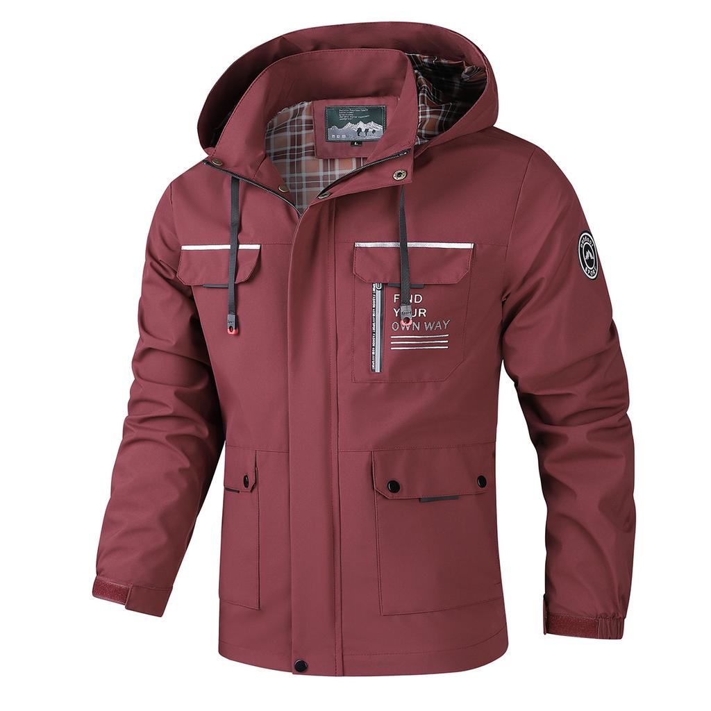 Men's Fashion Casual Hooded Warm Jacket Outdoor Windproof Waterproof Plus Size Ultra-Light Long-Sleeved Jacket