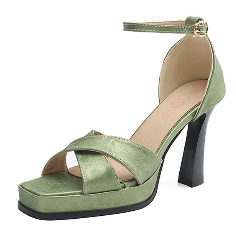 Elegant Gray Women's Sandals Gladiator Summer Shoes 2025 High Heels Flip Flops Black Green Footwear Shoes Girls Comfortable