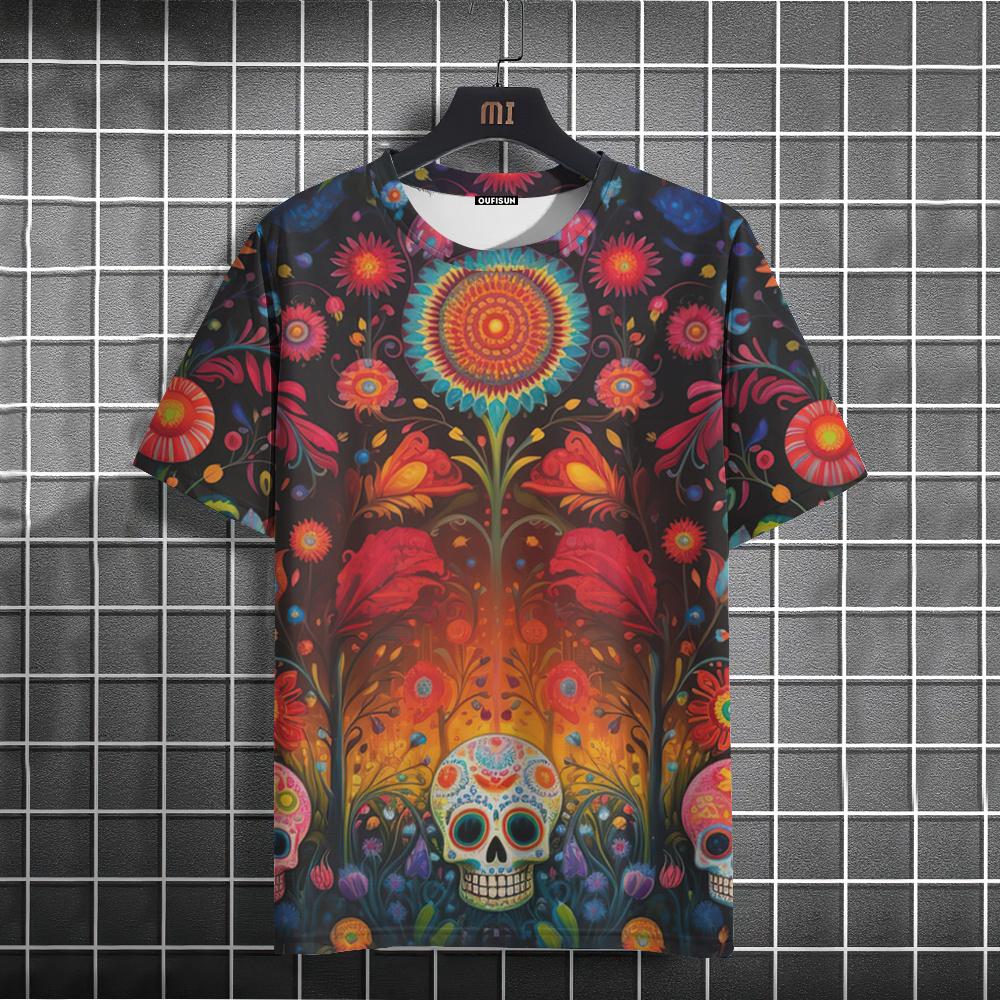 Mexican Skull Day Of The Dead Graphic T Shirt For Unisex WoUnisexs Graffiti Clothing Horror Goth T-shirts Fashion Streetwear Tops Tees