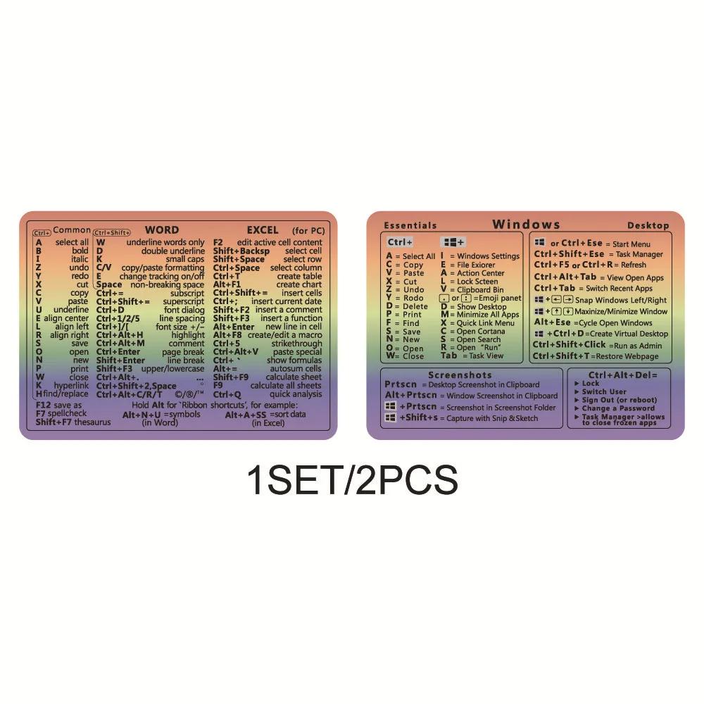 2Pcs Creative Windows Office Software Keyboard Shortcut Keys Tips English Stickers for Computers Laptops Office Worker Supplies