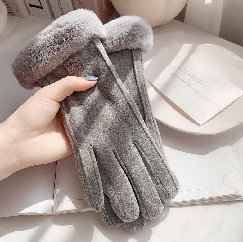 Winter Plush Gloves Thickened Warm Suede Elegant Women's Gloves Touch Screen Gloves Winter