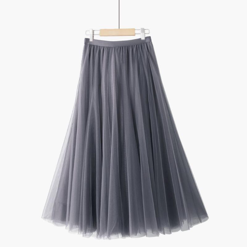 DX~~New Patchwork Ethnic Style Retro Pure Red Pleated Slim Fairy Mesh Skirt