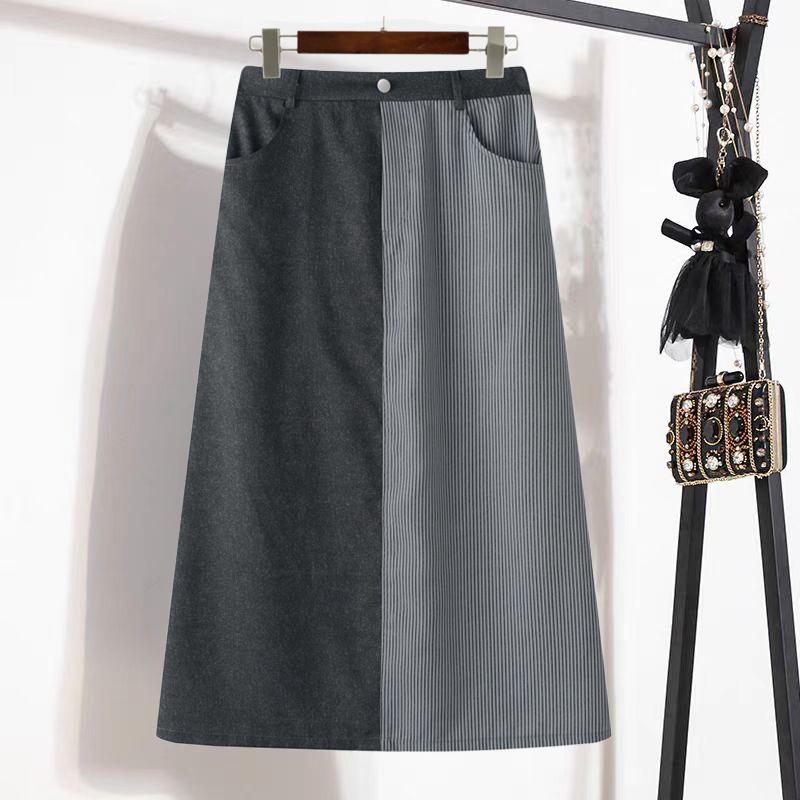 

ZANZEA Женские повседневные юбки в полоску, пэчворк, свободного кроя 2XL чёрный