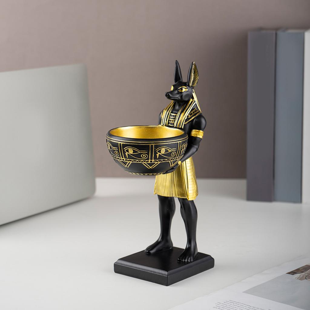 25cm Anubis Figur Antike Ägypten Kunst Skulptur mit Schale Ägyptische Skulptur Geschenk für Mythologie-Liebhaber & Geschichtsinteressierte