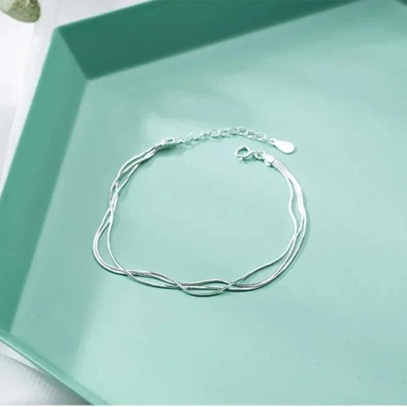 Korean Fashion Elegant Three-layer Snake Bone Bracelet for Women Girls Small Fresh Simple Literary Jewelry Charm Bracelets Gifts