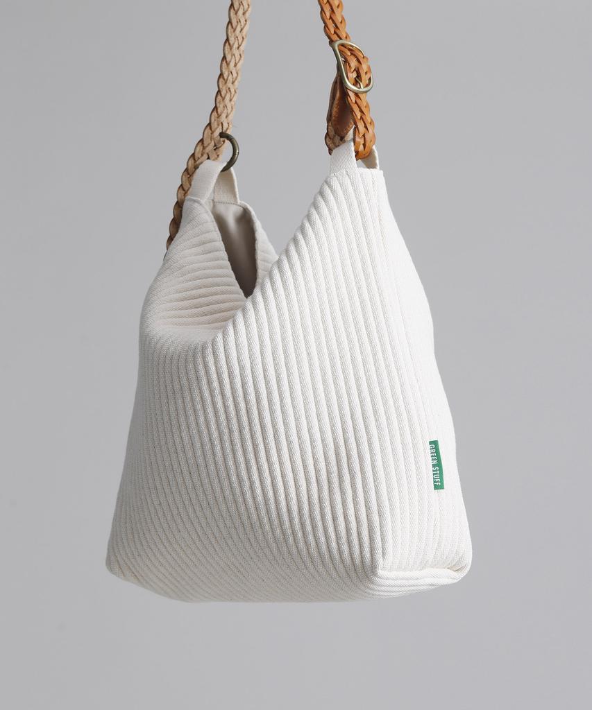 Green Stuff Belted Shoulder Bag B2 Ribbed Corduroy - Ivory