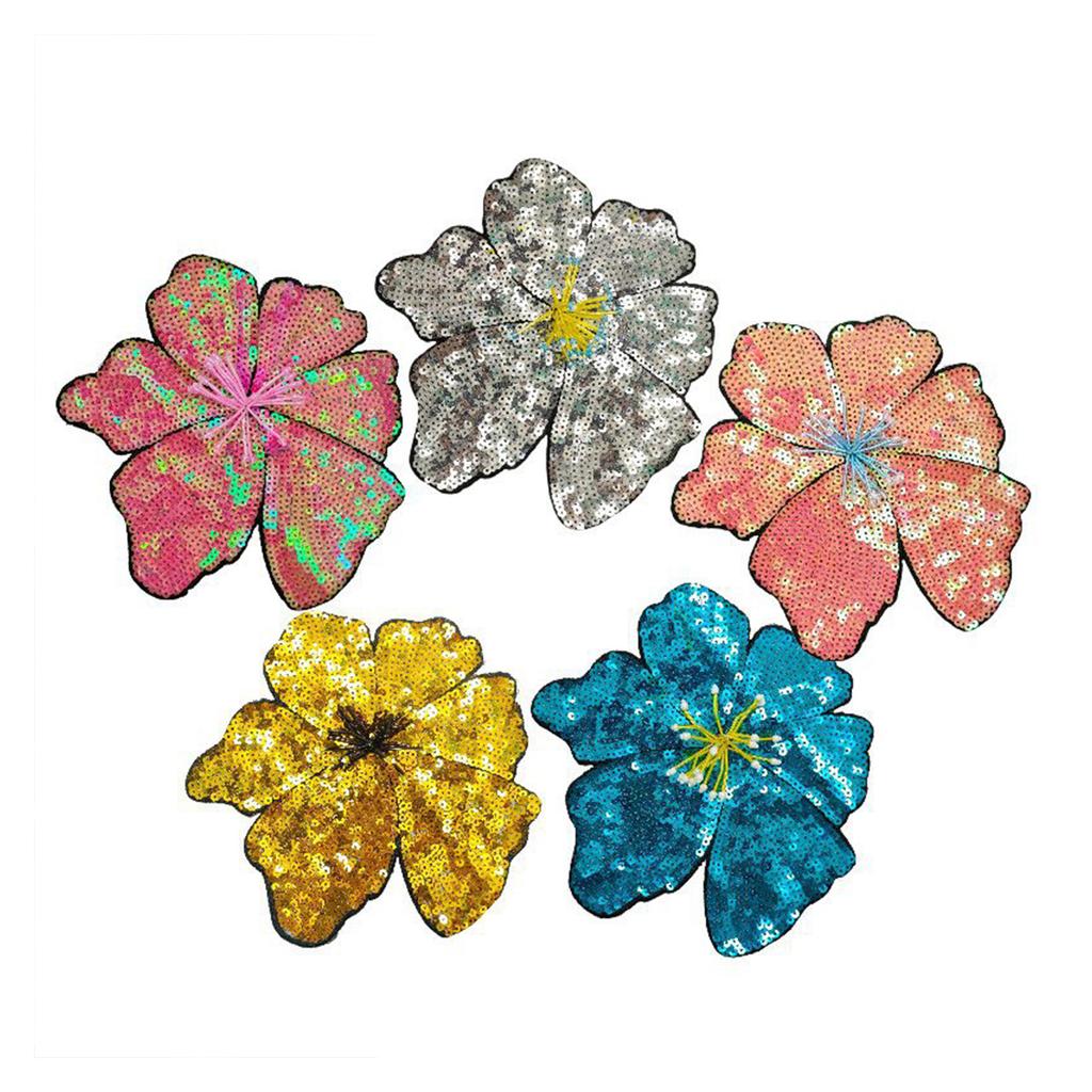 Embroidery Fabric Flower Patch Sequined Applique For Easy Application On Various Textiles Craft Costume Garment Decors