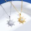 Gorgeous Cross Sunflower Full Diamond Necklace - Women's Versatile Titanium Steel Clavicle Chain