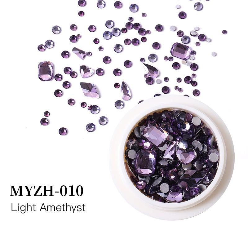 Round Box Nail Art Jewelry Glass Round Diamond Special-Shaped Diamond Flat Bottom Diamond Nail Art Diamond Jewelry Mixed