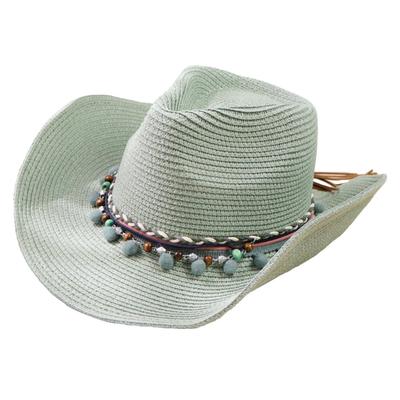 White Fang CZ357 Western Cowboy Straw Stylish and Cool for Men and Women (Green) Hat, Hat,