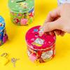 With Lock and Key Tinplate Piggy Bank Cartoon Print Design High Capacity Coin Savings Box Iron Art Cute Storage Jar Bedroom