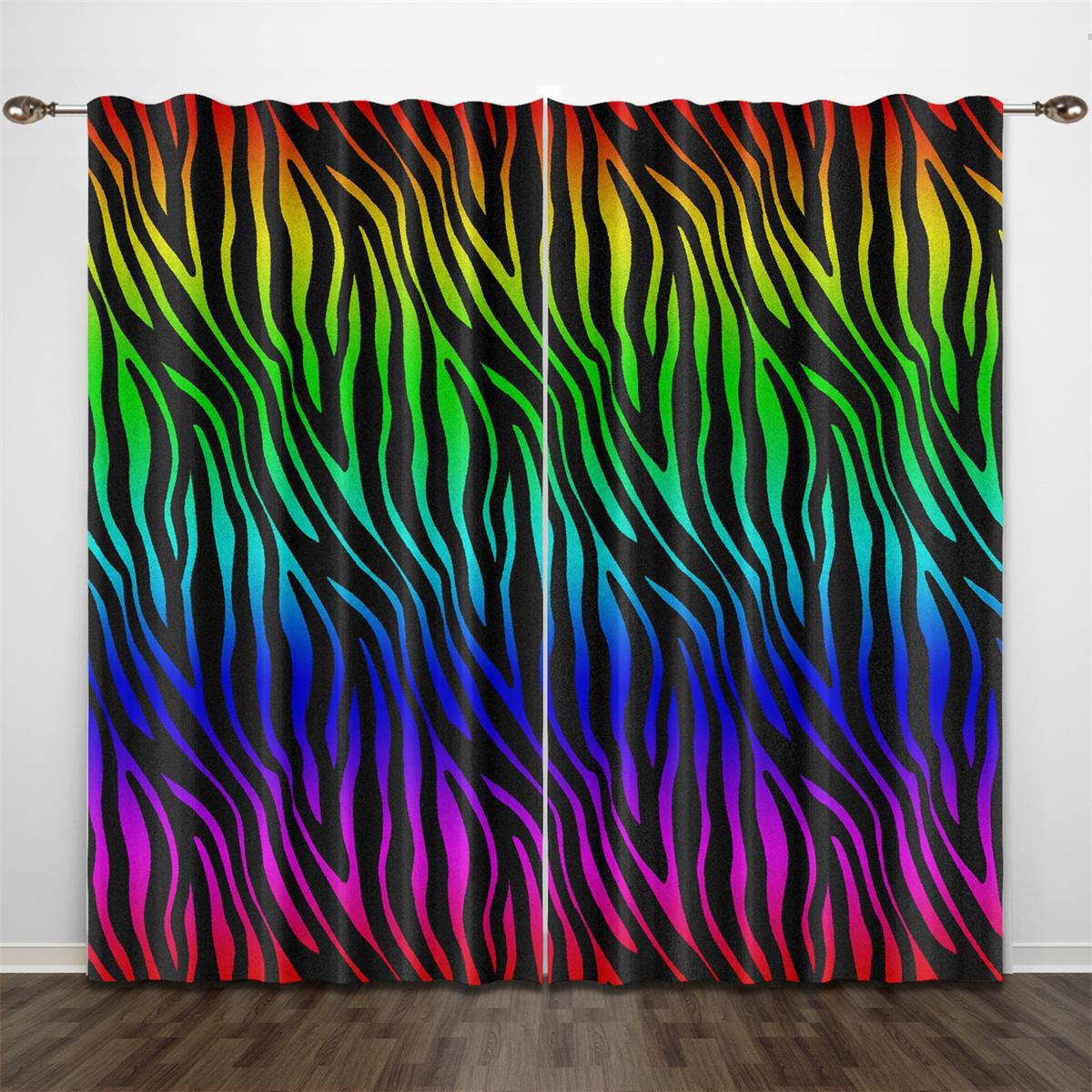 

Psychedelic 3d printing colorful rainbow print minimalist light filter curtain curtain living room bedroom kitchen 2 piece decor Quality Q20998QQ-100W 60H&Hook