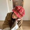 25 Early Autumn New Plaid Sweet and Cool High-quality Octagonal Hat Women's Big Head Circumference Showing Face Small Newsboy Hat